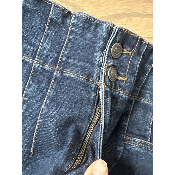 We The Free Size 26 High Rise Flare Leg Dark Blue Denim Jeans Two Button Zipper - Picture 5 of 10